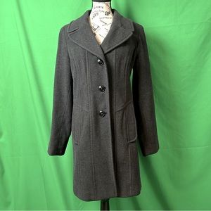Anne Klein Wool Blend Charcoal Midi Coat. Size L. 80%Wool/20%Polyester.